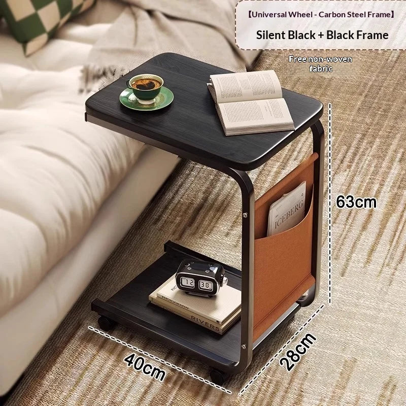 Modern Mobile Coffee Side Table Bedside Nightstand Small Rolling Height Adjustable Sofa End Table Metal Table Furniture Home