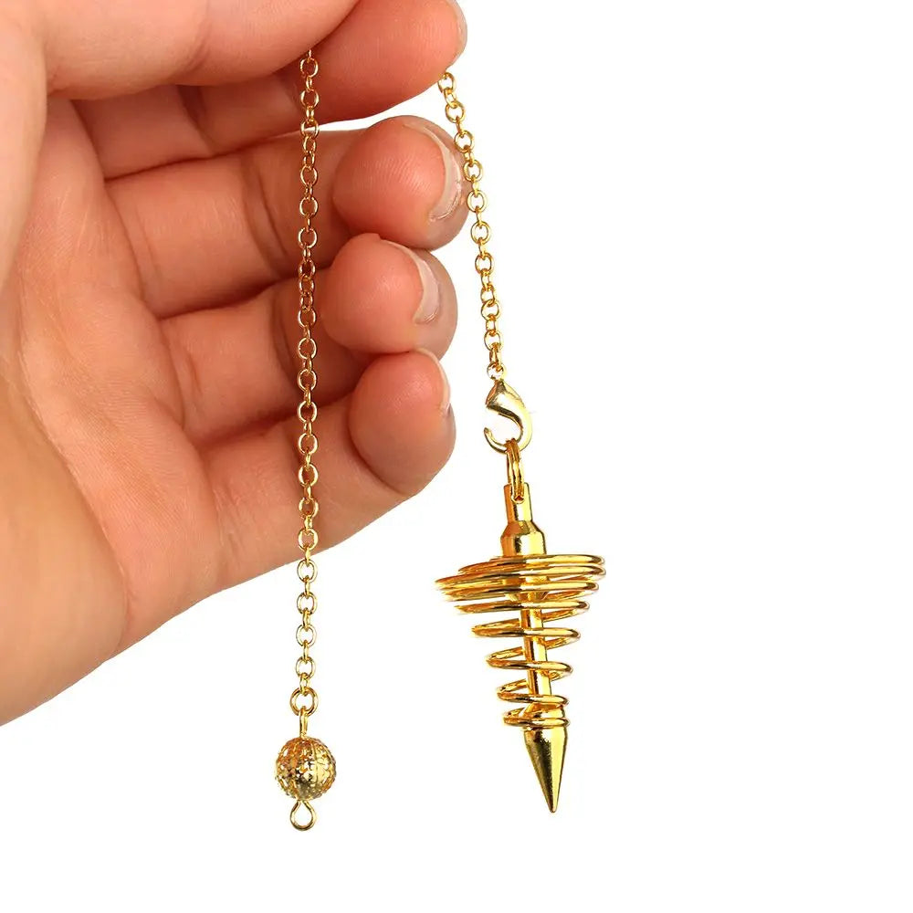 Fashion Jewelry New Rose Gold Dowsing Spiral Cone Pattern Healing Pyramid Pendule Reiki Amulet Reiki Pendulum Pendant