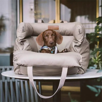Pet Outing Lathe Luxury Faux Leather Dog Car Seat/Cat Car Bed/Booster Bed Pet Booster Car Seat Dog Comfortable Cat Travel Bed