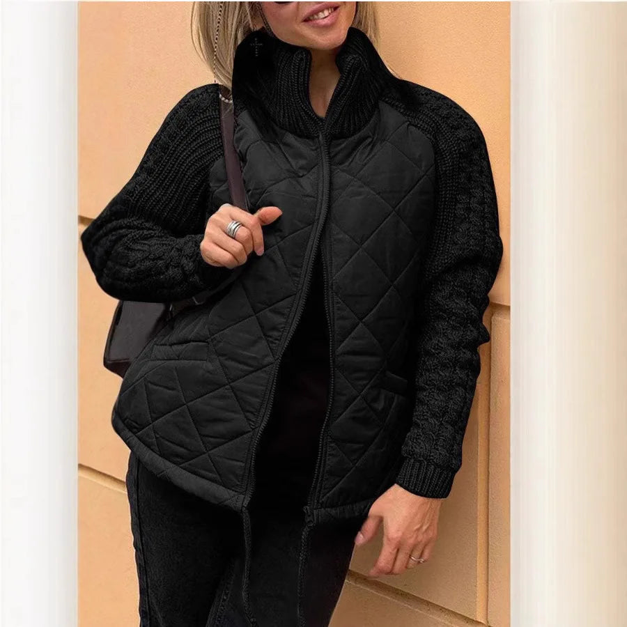 Elegant Casual Coat Women New Fashion Cardigan Zipper Long-sleeved Stand-up Collar Women's Jacket Cotton Jacket Womens Clothing