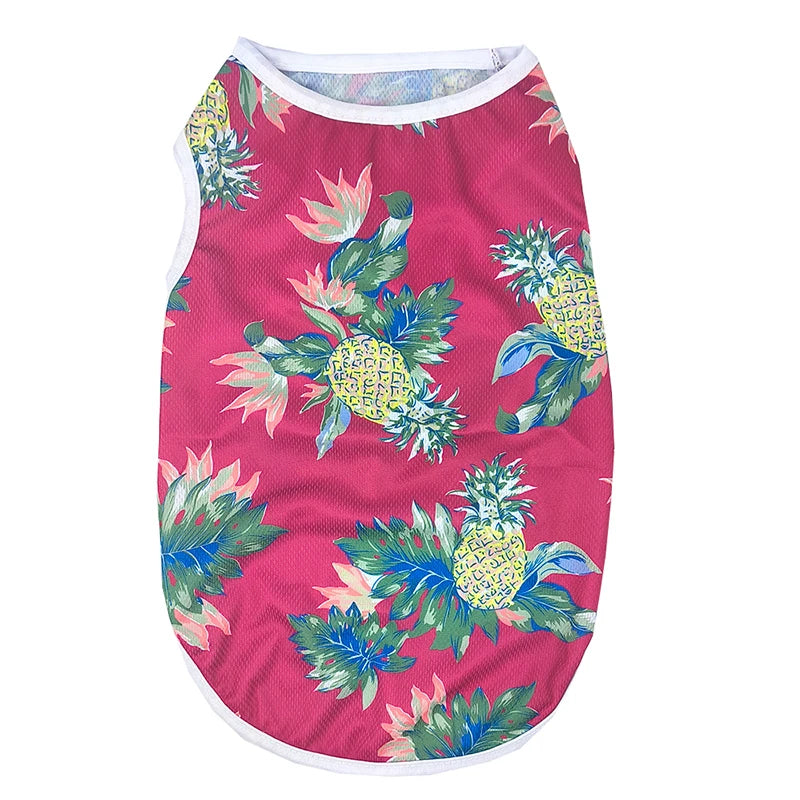 Pet Cat Vest Costume For Small Medium Dogs Cats Summer Breathable Island Print T-shirt Outdoor Travel Kitten Pug Coat Clothes