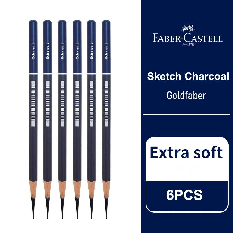 5 / 6 PCS Faber Castell Goldfaber Charcoal Graphite Sketch Set EX-Soft Medium Hard soft Pencils Drawing Sketching Shading Artist
