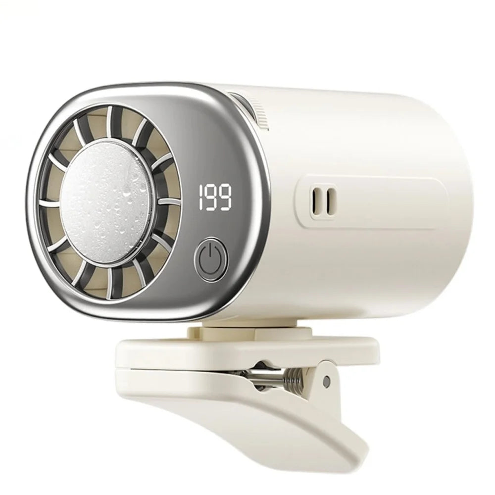 Portable Fan Car Interior Clip LED Display Backseat Fan USB Rechargeable Powerful Cooling Ultra Mini Fans