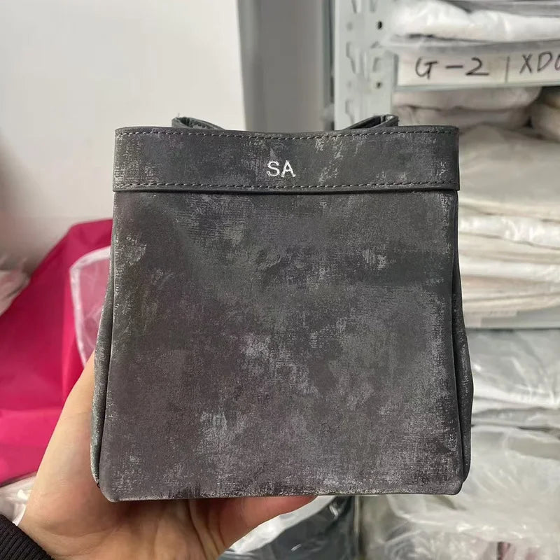 Custom Letter Suede Leather Women Bucket Bag Female Party Handbag Handbag 2025 New Fashion Chinese Style Luxury Brand Tote Bags