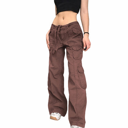 Women's Pants Gothic Punk Baggy Vintage Kawaii Trousers Bandage Low Waist Cargo Pants Grunge Green Zipper Jeans Korea Sweatpants