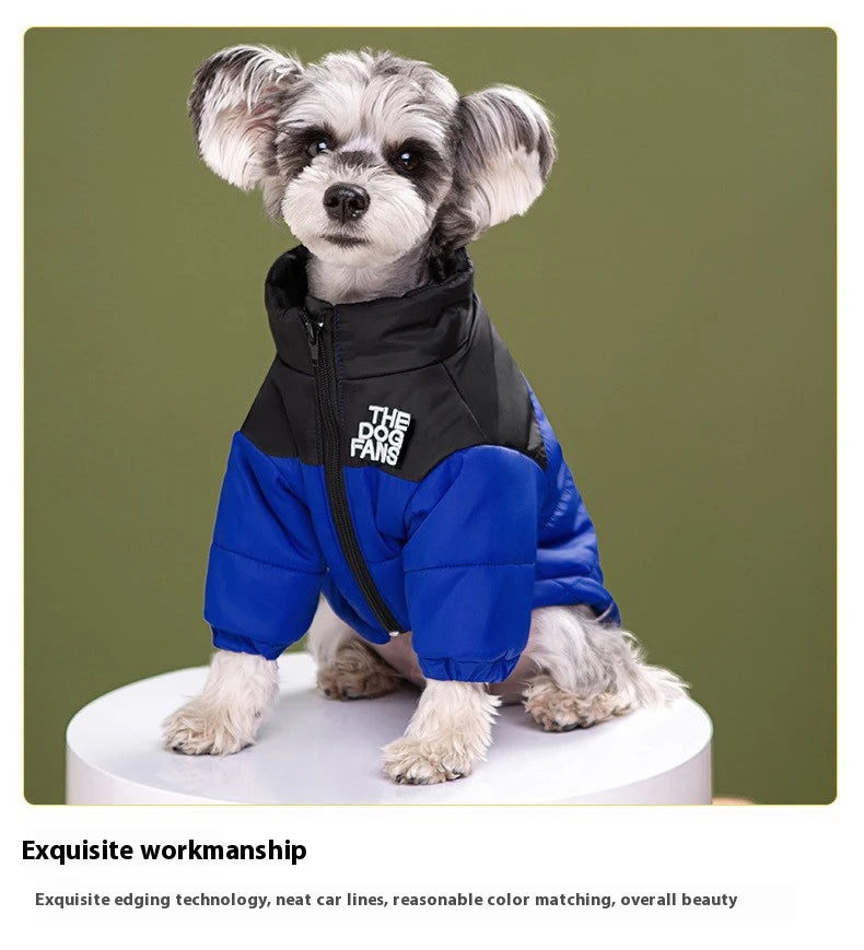 Fashion Pet Coat Clothes, Trendy Embroidered Dog Autumn and Winter Cotton Clothing, Pet Clothing, Thickened Warm Down Clothing