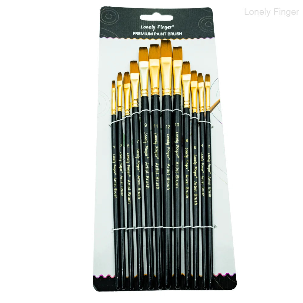 12/48pcs Acrylic Paint Brushes, Professional Synthetic Bristles Paint Brush Set Flat, Filbert,  Round, Angle Paint Brushes