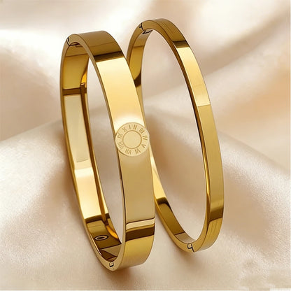 Yupsk Minimalist Fashion Roman Numerals Stainless Steel Bracelet Set for Women Waterproof Couple Bracelets Jewelry Gift