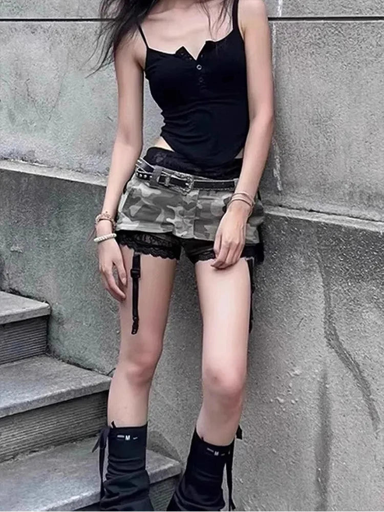 Retro High Street Y2k Denim Mini Skirt Women 2025 Summer American Low Waisted Sexy Hip Skirts Aesthetic Grunge Casual Outfits