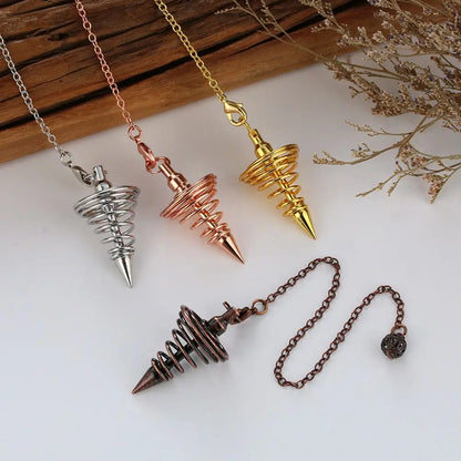 Fashion Jewelry New Rose Gold Dowsing Spiral Cone Pattern Healing Pyramid Pendule Reiki Amulet Reiki Pendulum Pendant