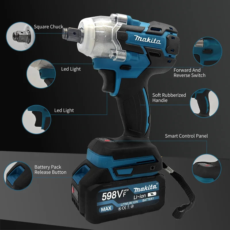 Makita  DTW600  High Torque  Rechargeable  Tool Brushless Electric Wrench Impact Wrench Cordless Auto Repair Power Tools