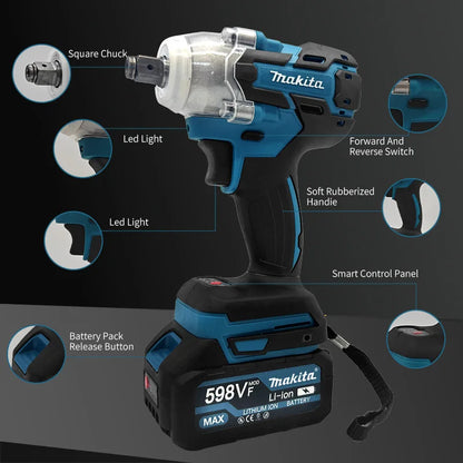 Makita  Rechargeable Tool  DTW600  High Torque Brushless Electric Wrench Impact Wrench Cordless Auto Repair Power Tools