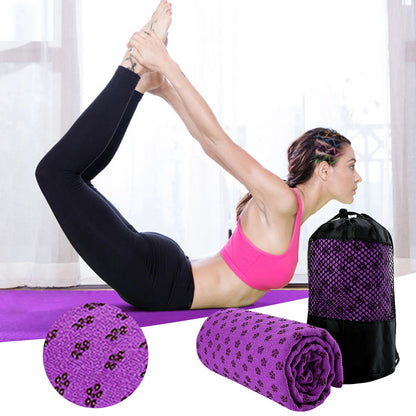 Anti-Slip Yoga-Grip Towel Sweat Absorbent Microfiber Mat Cover For Home Fitness Workouts