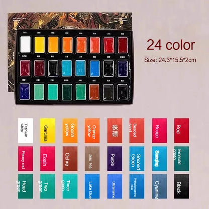 Chinese Painting Pigments 12/24 Color Classical Art Solid Pigments Portable Traditional Chinese Painting Drawing Art Supplies