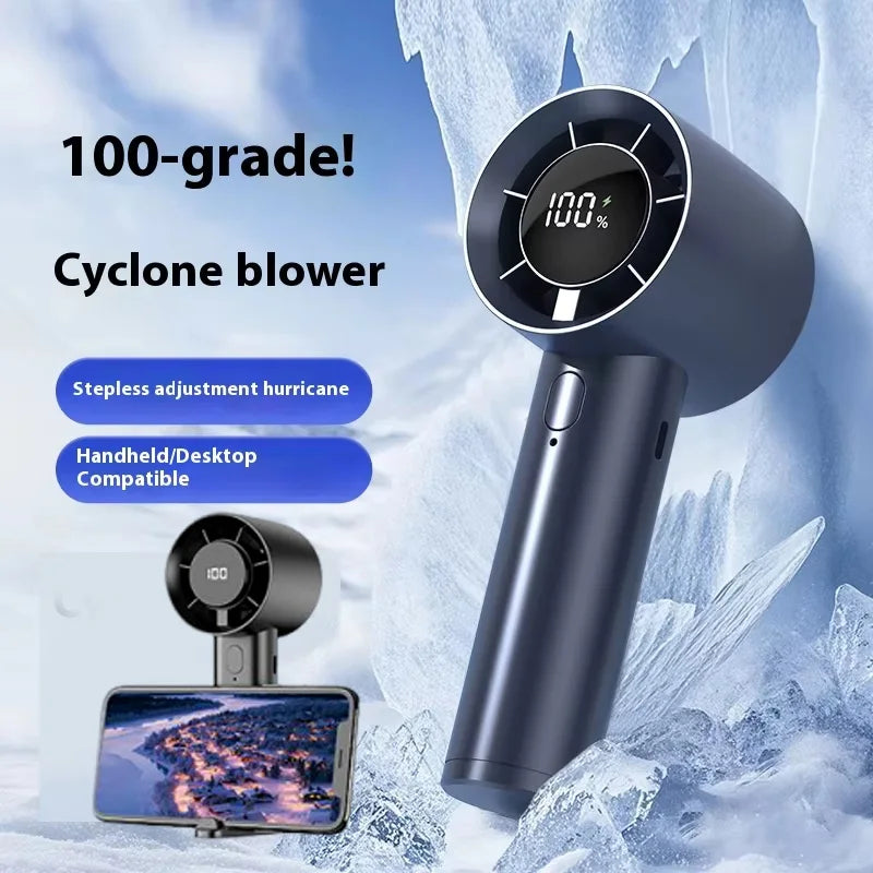 Portable Mini Handheld Fan High-Speed Desktop And Handheld Fan LED Display 100 Speeds USB Rechargeable Battery For Outdoor Use