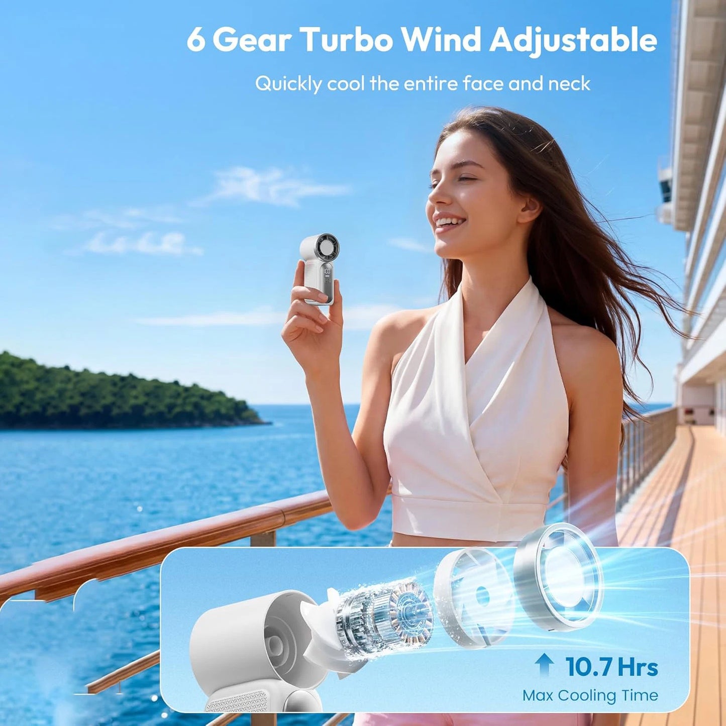 Portable Handheld Mini Fan Rechargeable Personal Fan with LED Display Mini Fan for Makeup Travel Outdoor Portable Pocket Fan