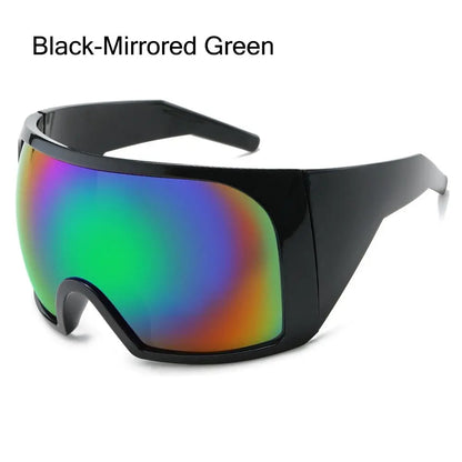 Futuristic Wrap Around Sunglasses Rave Curved Lens UV400 Protection 2000'S Eyewear Oversized Y2K Sun Glasses for Women & Men