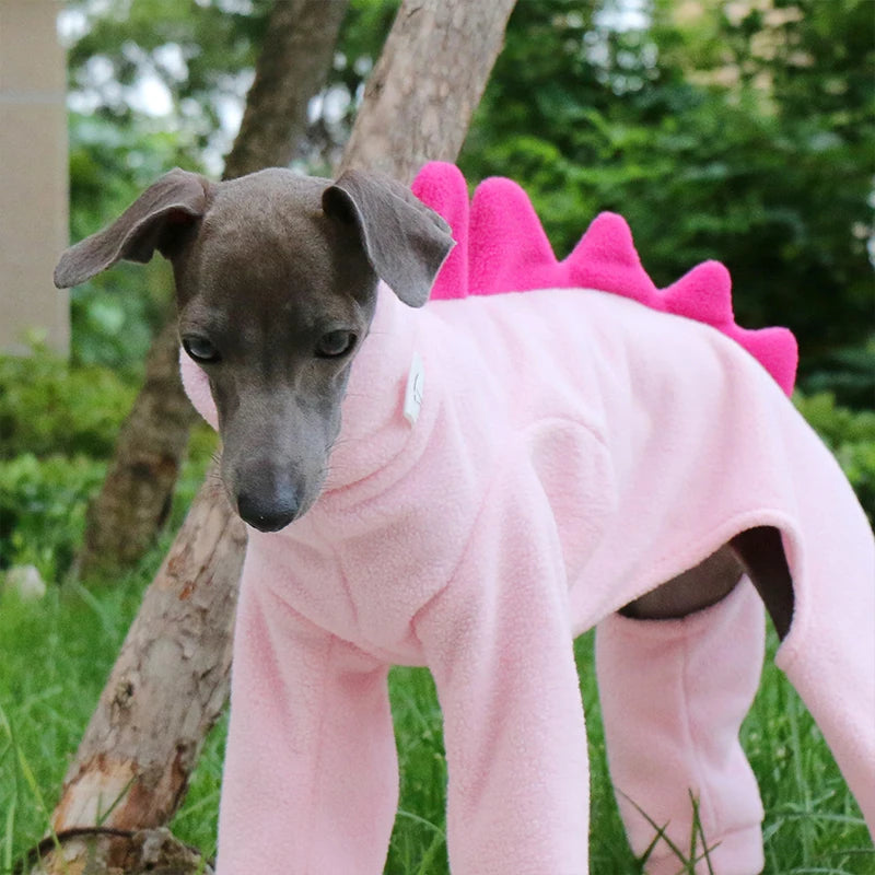 Pet Clothing Dog Little Greyhound Autumn Winter Polar Warm Turtleneck Coat Adorable Dinosaur Costume for Small Medium Large Dogs