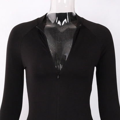 long sleeve zipper high neck bodycon sexy body autumn winter women fashion bodysuit women Fashion Streetwear Outfits Overalls