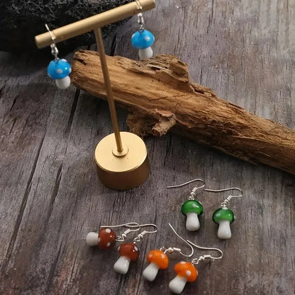 1 Pairs Mushroom Earrings for Women Long Pendant Mushroom Earrings Colorful Earrings Creative Funny Earrings Cute Weird Earrings