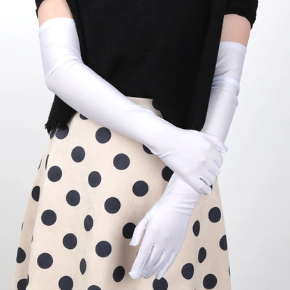 1 Pair Sexy Gloves Classic Women Black Evening Party Prom Gloves Opera Stretch Satin Long Mittens Driving Sun Protection Sleeves