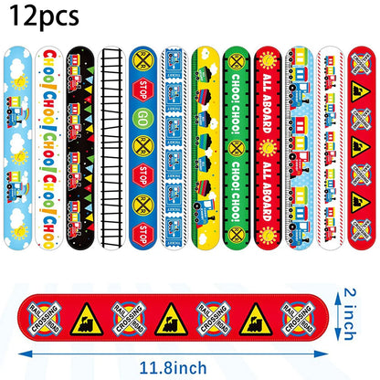 Train Party Supplies Drinking Straws Temporary Tattoos Keychains Slap Bracelets Stickers Goodie Bag Transportation Birthday Gift