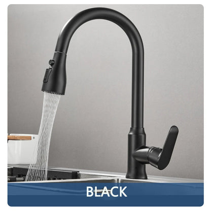 Kitchen Faucet Single Hole Pull Out Spout Kitchen Sink Mixer Tap Stream Sprayer Head Chrome/Black Mixer Tap
