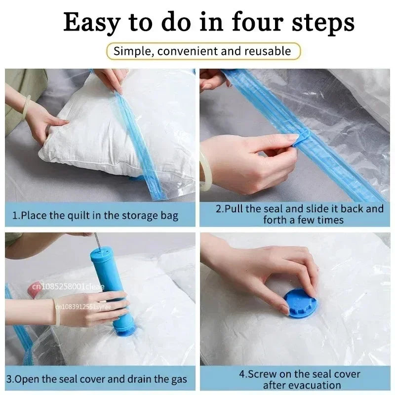 Vacuum Storage Bags,for Bedding,Pillows,Towel,Clothes Space Saver Travel Storage Bag,With Hand Pump,Vacuum Bag Package