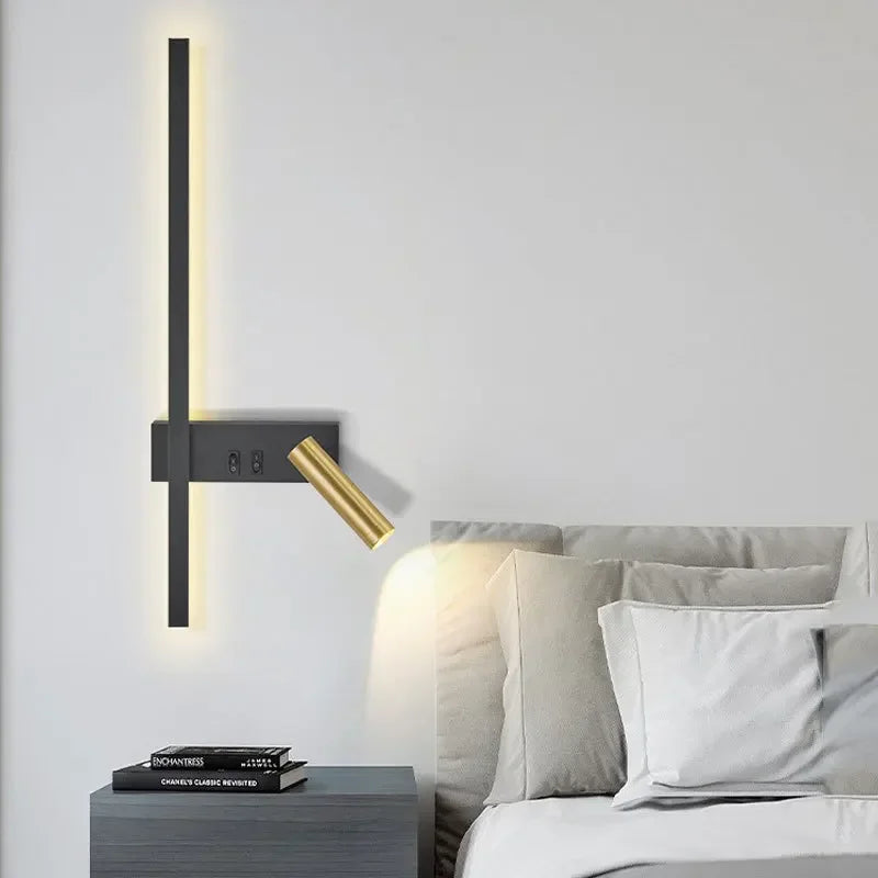 Modern LED Wall Lamp with Reading Spotlight for Living Room Sofa Bedroom Background Bedside Wall Light Bedside Lighting Fixture
