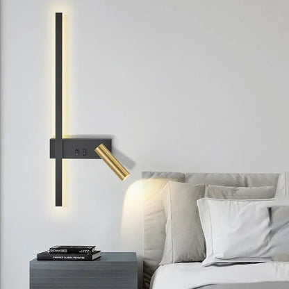 Modern LED Wall Lamp with Reading Spotlight for Living Room Sofa Bedroom Background Bedside Wall Light Bedside Lighting Fixture
