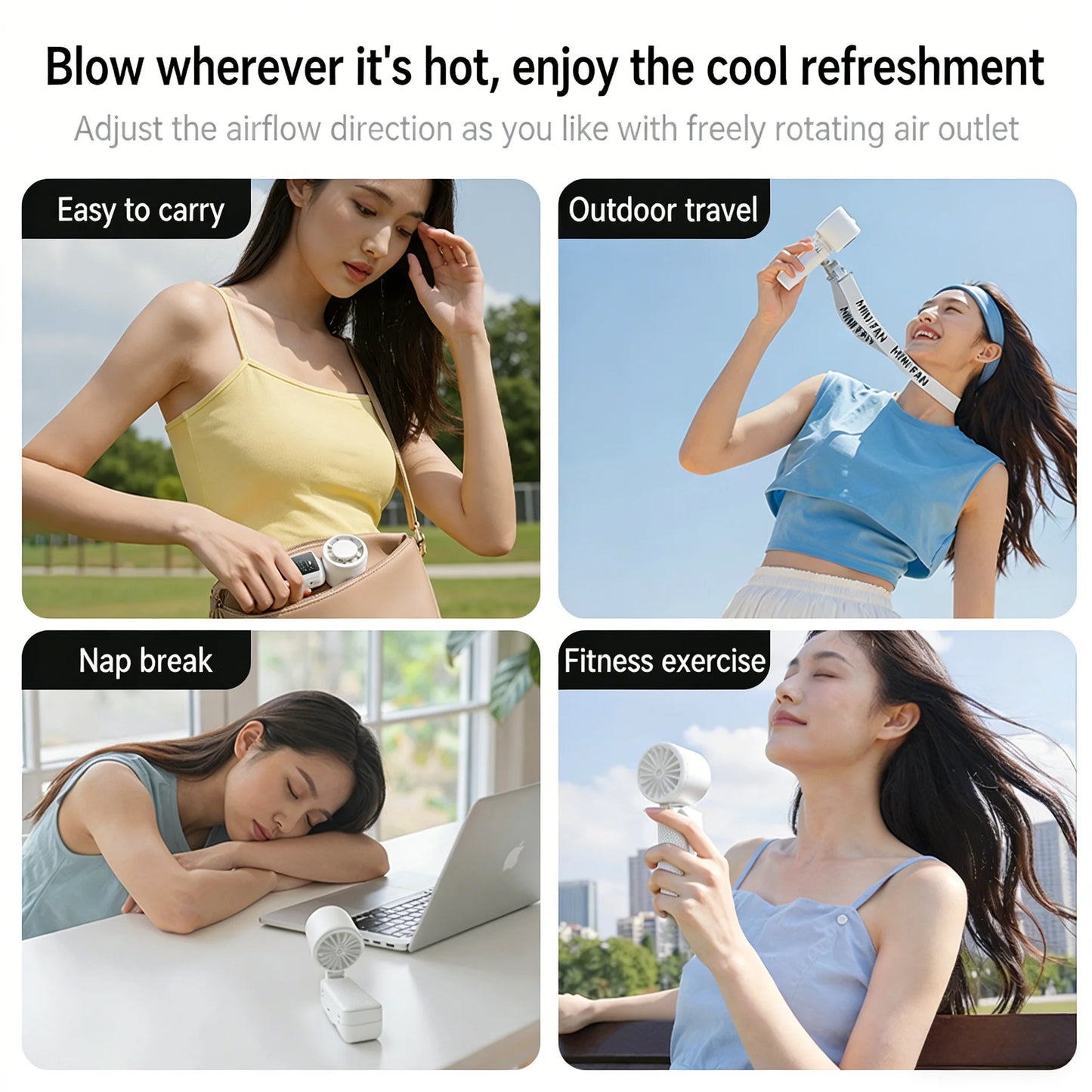 Portable Cooling Fan Mini Handheld Ultra Silent Fans USB Rechargeable 100 Adjustable Summer Travel Fans Outdoor Office Desktop