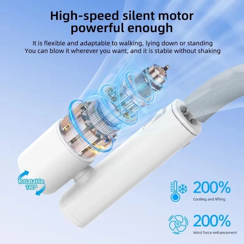 Portable Neck Fan High Speed Turbine Powerful Airflow Bladeless Cooling Fan Handheld Sport Fan for Travel Outdoor Wear