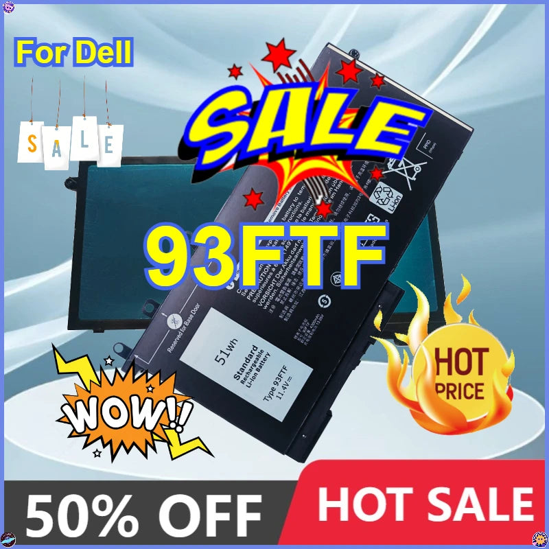 Laptop Battery 93FTF 11.4V 51Wh for DELL Latitude 5280 5480 5580 E5280 E5580 E5590 E5480 E5290 E5490 Series 83XPC 4YFVG 3DDDG