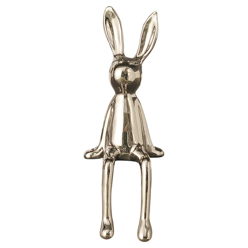 1PCS Ceramic Long-Eared Sitting Rabbit Room Ornaments Statue Luxury Home Decoration Accessories High-End Home Art Aesthetics