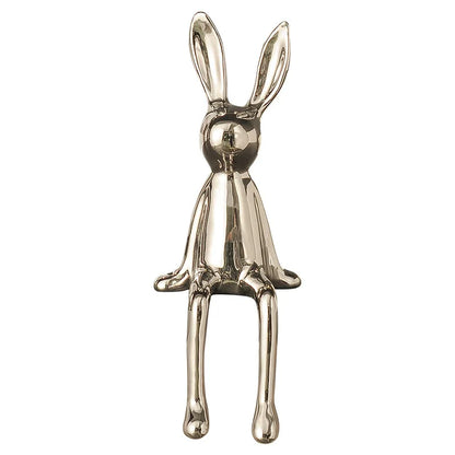 1PCS Ceramic Long-Eared Sitting Rabbit Room Ornaments Statue Luxury Home Decoration Accessories High-End Home Art Aesthetics