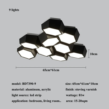 Modern Geometry Led Ceiling Lamp Living Room Chandeliers Lighting Bedroom Dimmable Lamparas Nordic Home Decor Lights Luminaria