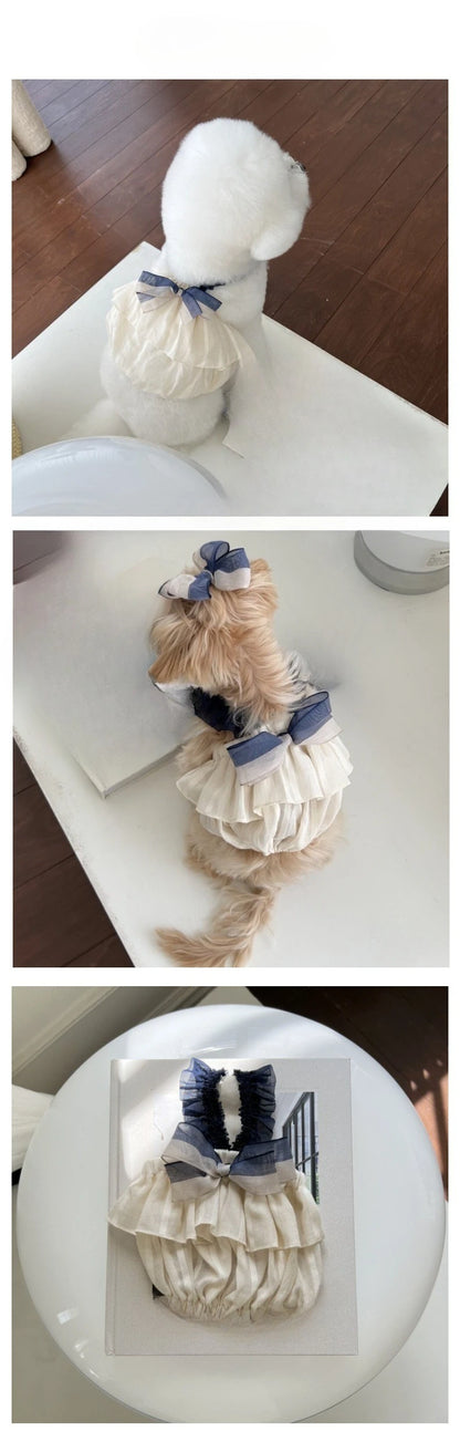 New Dog and Cat Summer Clothing Thin Clothes Dress Fairy Skirt with Headwear Teddy Bear Pet Supplies
