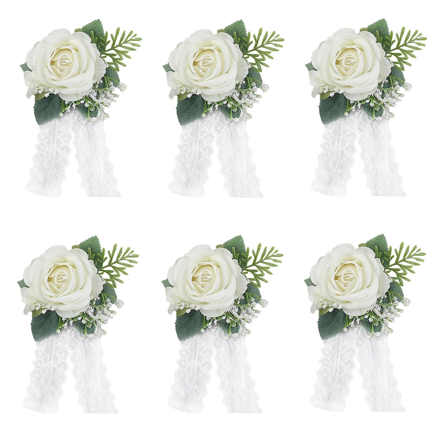 Girls Bridesmaid Wrist Corsage Bridal Prom Party Flannelette Rose Lace Bracelet Fabric Hand Flowers Wedding Accessories