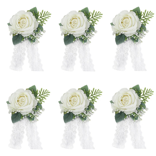 Girls Bridesmaid Wrist Corsage Bridal Prom Party Flannelette Rose Lace Bracelet Fabric Hand Flowers Wedding Accessories