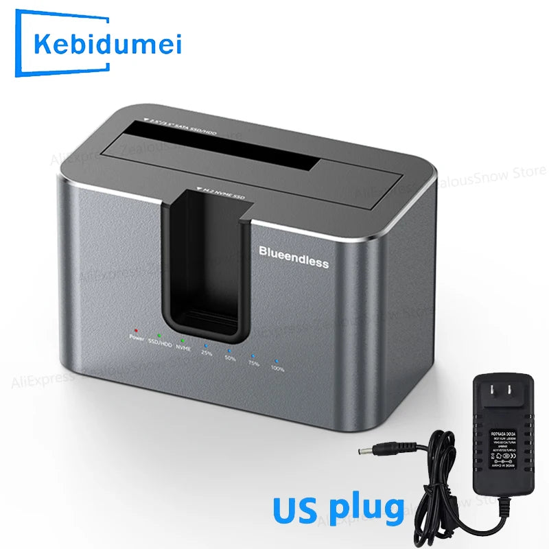 Dual Bay 2.5"/3.5" SATA HDD SSD Docking Station 10Gbps M.2 NVMe Enclosure Offline Clone Hard Drive Dock for 2.5'' 3.5'' HDD/SDD
