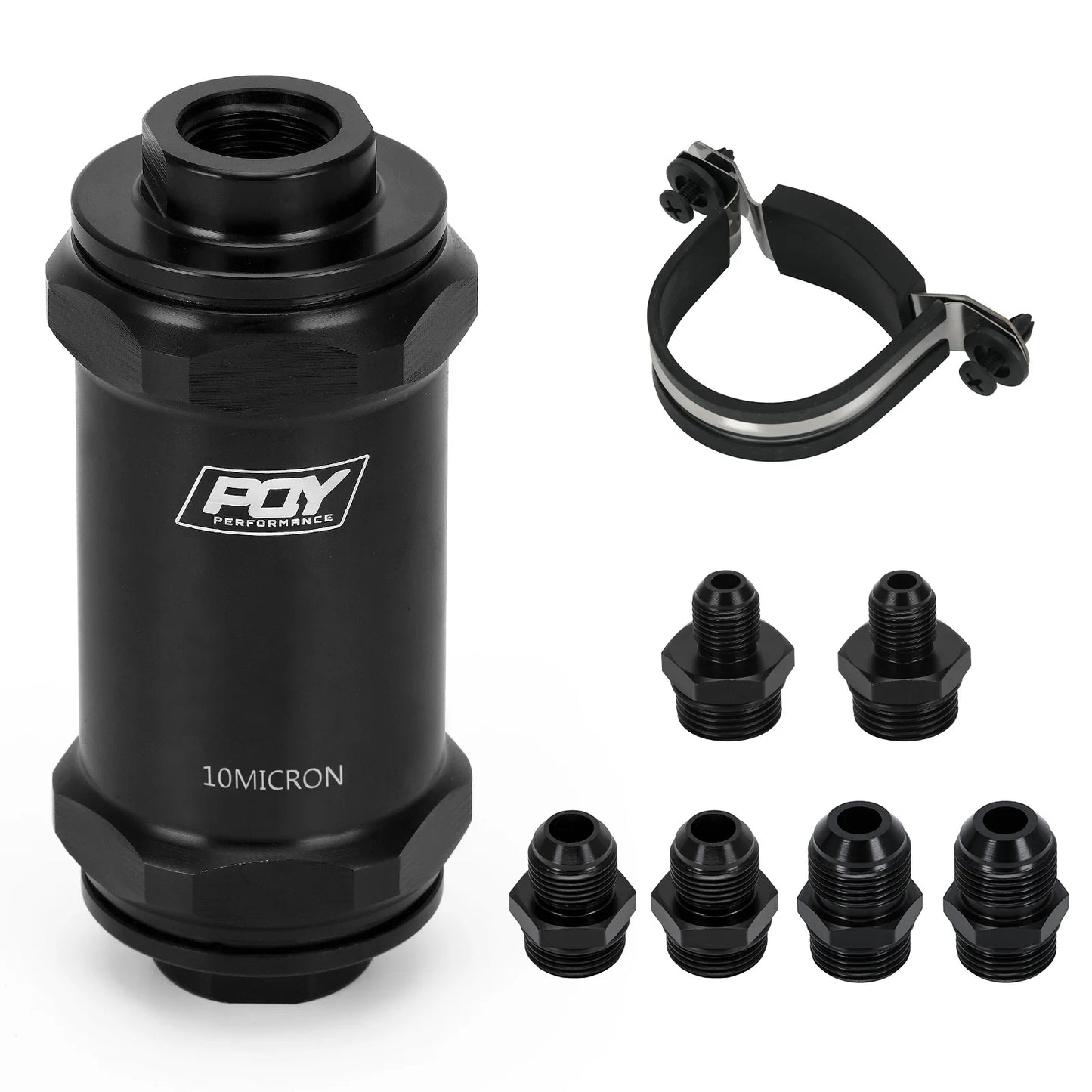 Inline Fuel Filter 10 Micron 100 Micron Fuel Filter Cleanable 6AN 8AN 10AN Adapter Universal