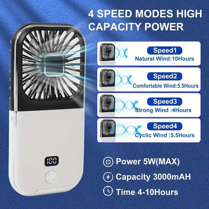 Portable handheld mini fan, personal fan with phone holder, type-C supports phone charging, multi-functional fan, stepless speed