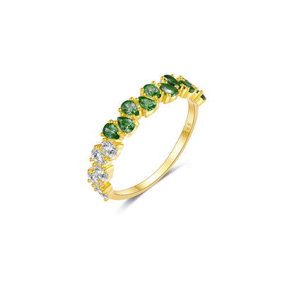 ANDYWEN New 925 Sterling Silver Pear Green Olive CZ Zircon Colorful Ring Women Luxury Fine Jewelry 2024 Spring Fine Jewelry