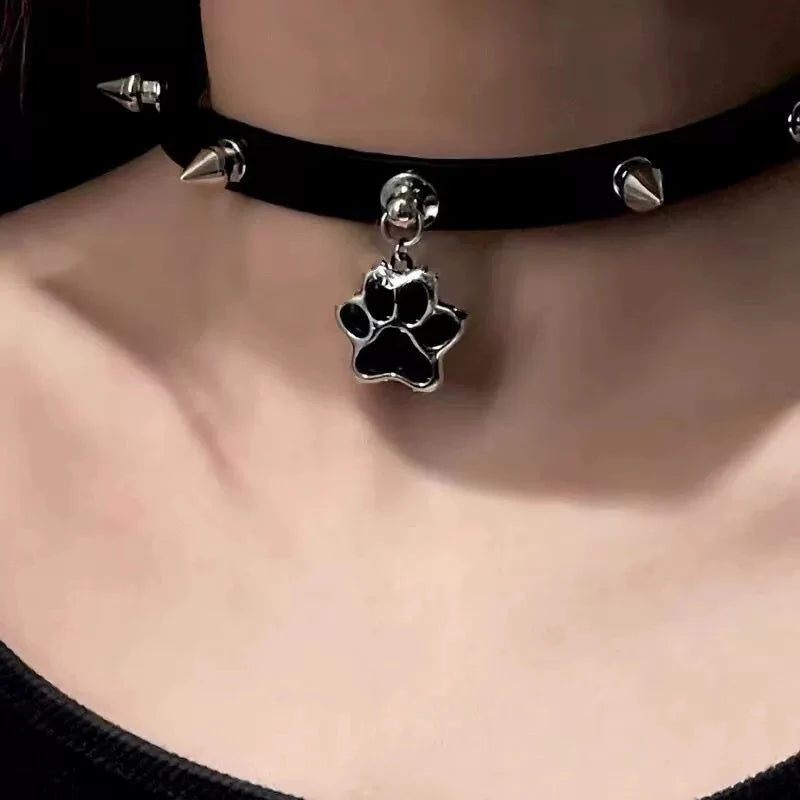 Goth Y2K Angel Wing Feather Star Cross Heart Cat Claw Pendant Bead Chain Choker Necklace For Women Harajuku Jewelry Accessories