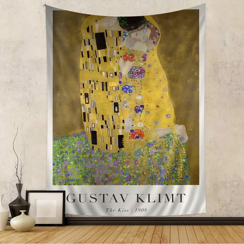Gustav Klimt Flower Garden Sunflowers Cartoon Tapestry Art Science Fiction Room Home Decor Art Home Decor