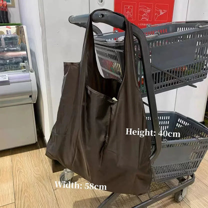 Women Large Capacity Folding Shopping Bag Big Size Portable Grocery Organizer Reusable Nylon Shoulder Handbags Tote Bag