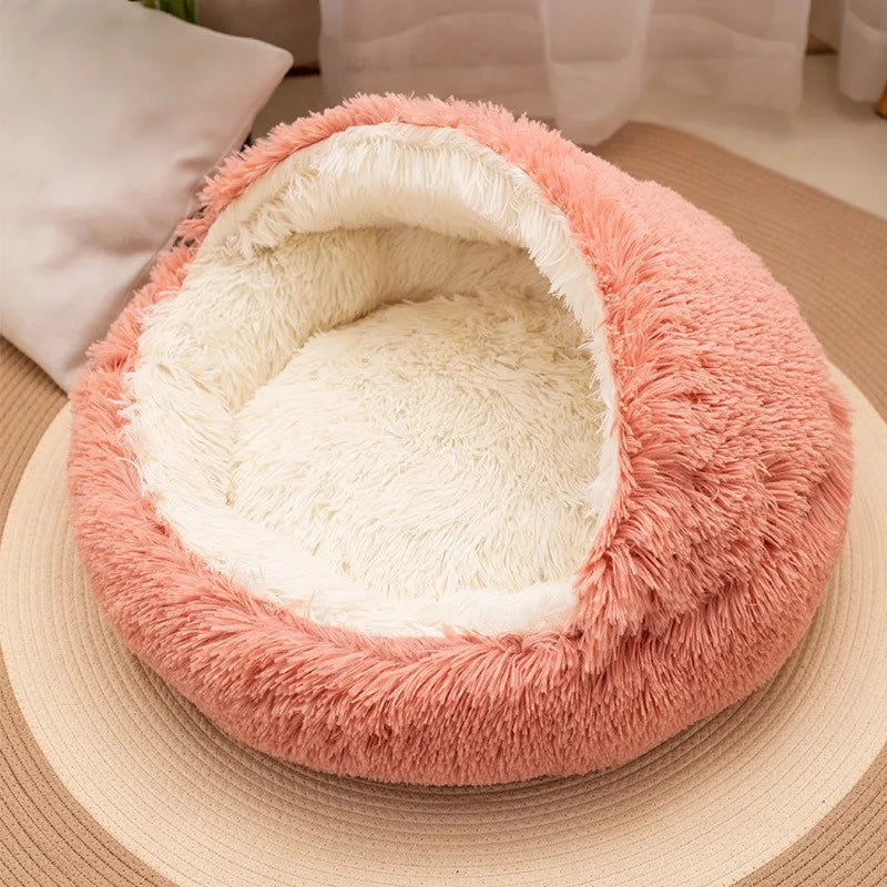 Plush Pet Cat Bed Round Cat Cushion Cat House 2 In 1 Warm Cat Basket Pet Sleep Bag Cat Nest Kennel For Small Dog