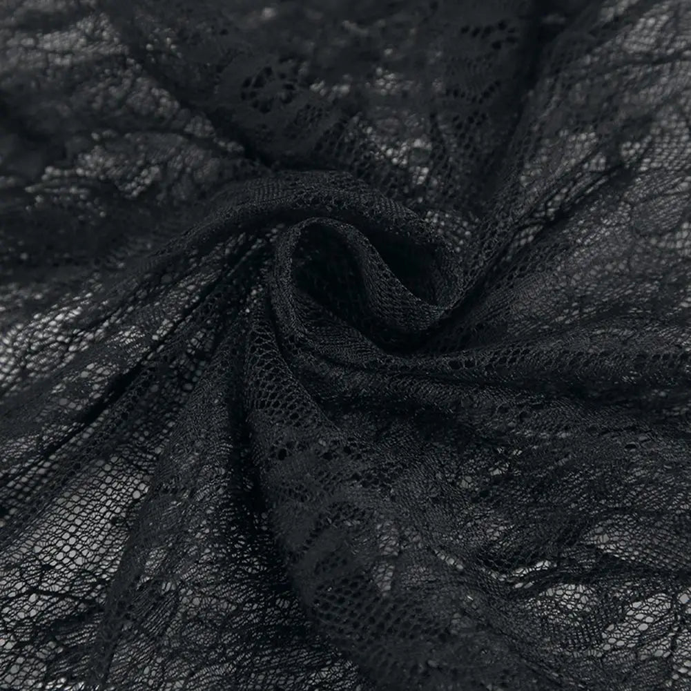 Casual Pullover Lace Dress Long Pullover Dress Non Stretch Fabric Dress Perspective O-Neck Dress Regular Length Dress