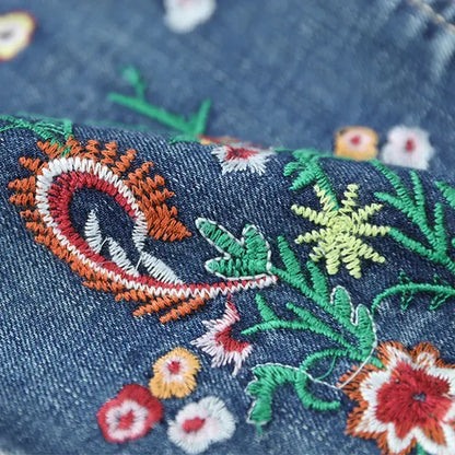 Spring New Embroidery Jeans Women Clothing Elastic Streetwear Loose Denim Pants Vintage High Waisted Baggy Mom Jeans Q5759