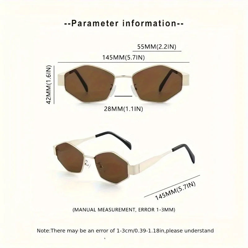2 Pairs of Summer Women's Fashionable Glasses Retro Gold Frame Trendy Glasses Combination Polygonal Round Frame Design